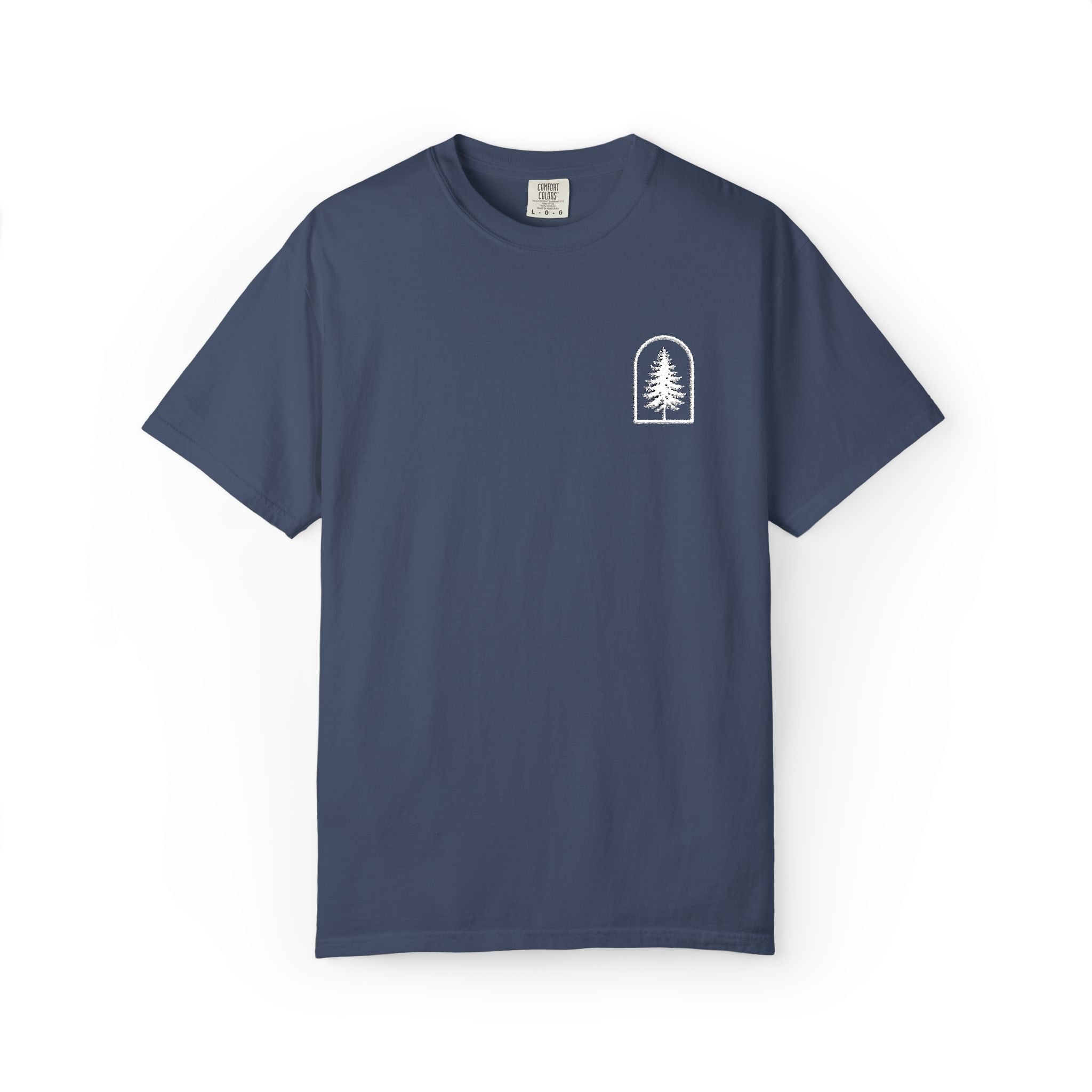 Camping Vibes T-Shirt — 'Adventure Awaits' Woodland Chest Logo