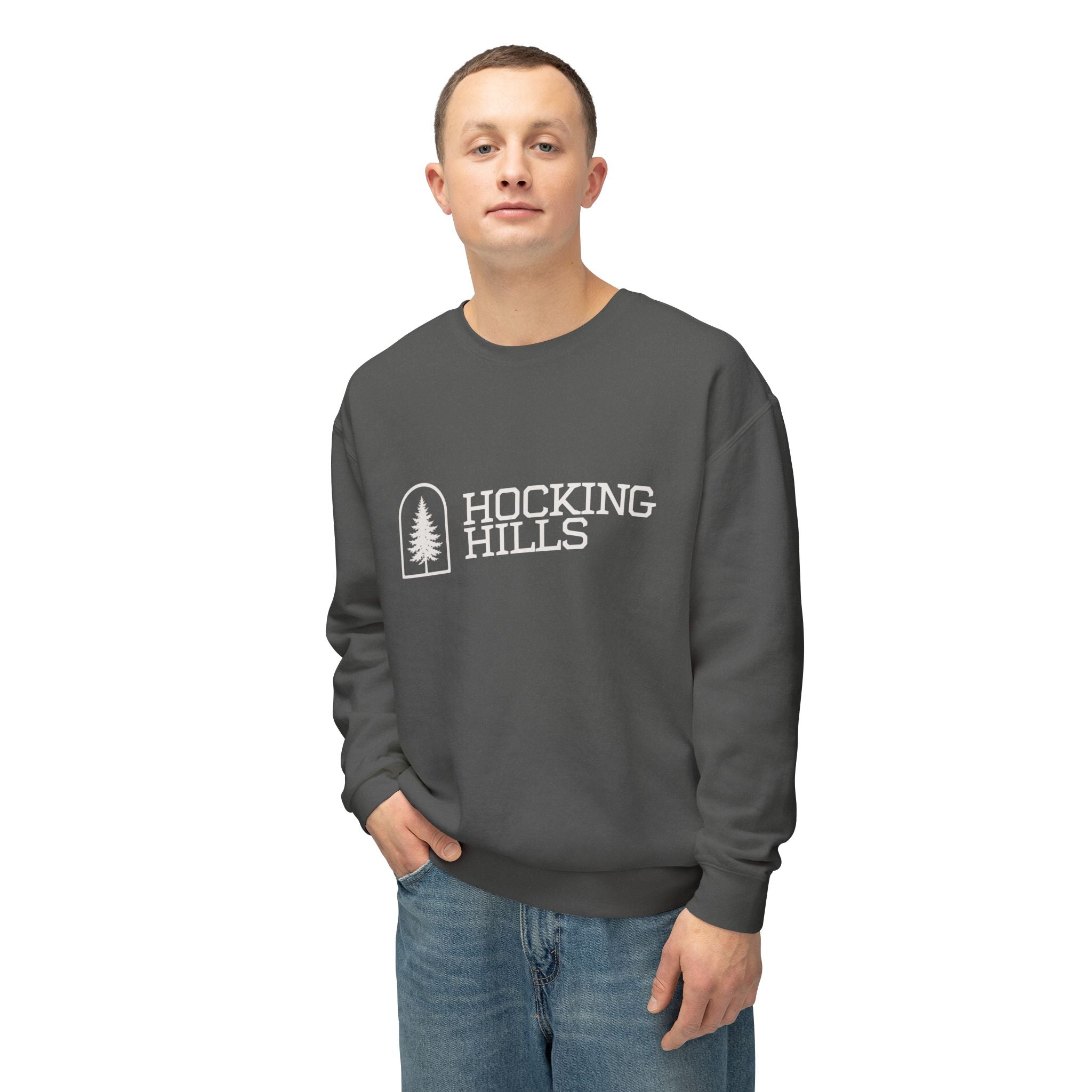 Hocking Hills Crewneck Sweatshirt — Minimal Tree Logo Pullover