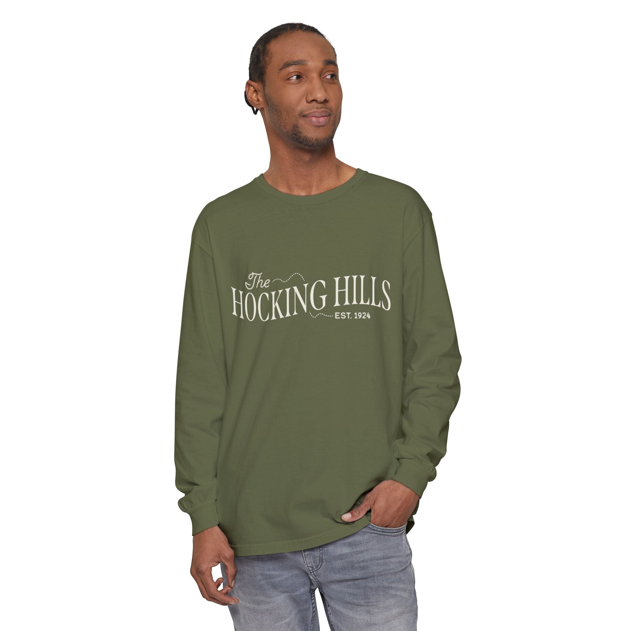 The Hocking Hills Long Sleeve Tee — Est. 1924 Rustic Outdoor Comfort
