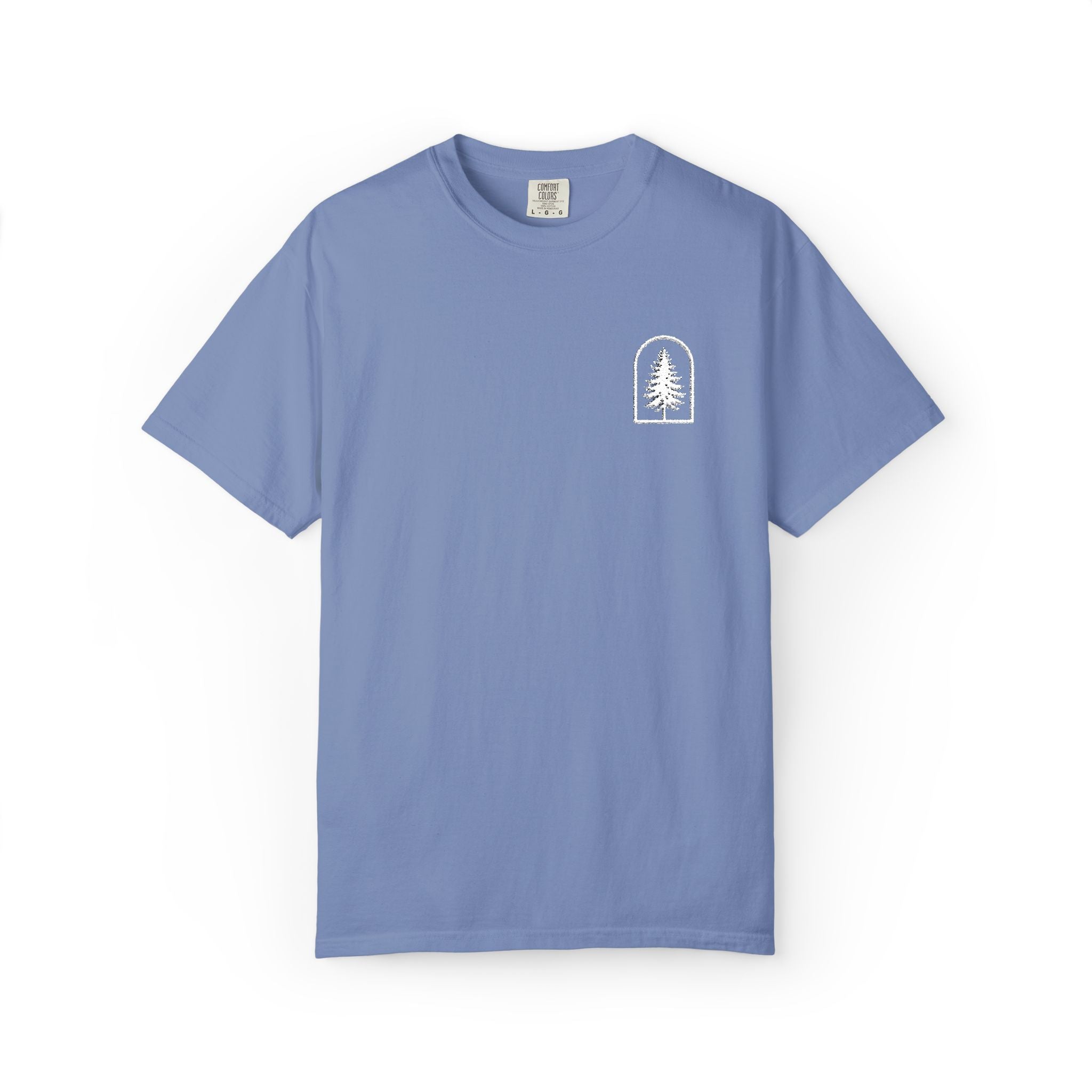 Camping Vibes T-Shirt — 'Adventure Awaits' Woodland Chest Logo